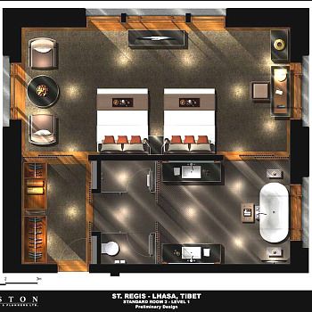 【CAD图纸】拉萨瑞吉度假酒店公区及客房 CAD施工图+彩平+实景