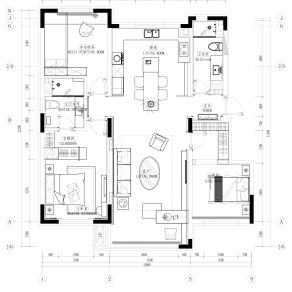 【CAD图纸】三房两厅欧式风格住宅 CAD施工图+效果图