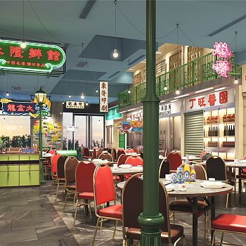 【CAD图纸】大龍港式556㎡海鲜饭店丨效果图+CAD施工图+材料表