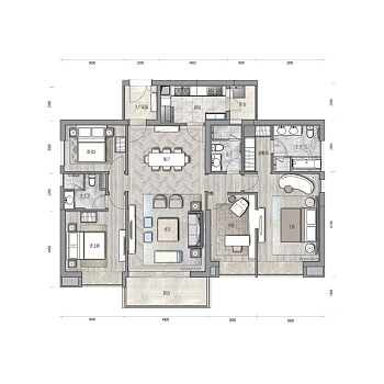 【CAD图纸】华润城润府二期样板间及入户大堂+标准层 彩平+CAD施工图