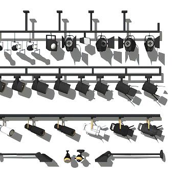 现代筒灯射灯轨道灯组合