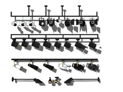 现代筒灯射灯轨道灯组合