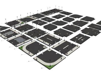 现代道路节点组合市政道路鸟瞰规划