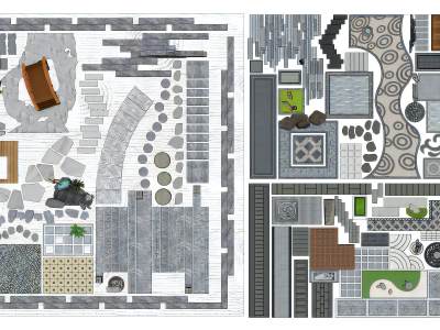 新中式园路栈道庭院汀步步道