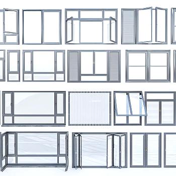 现代铝合金窗户窗户组合