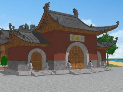 中式寺庙山门建筑