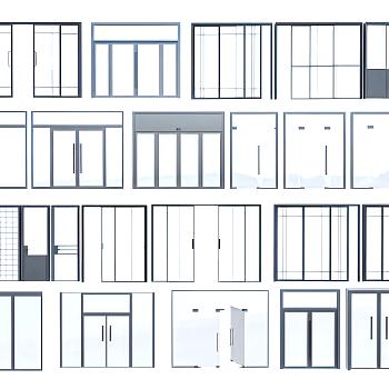 现代玻璃门组合