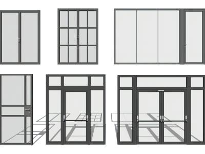 现代黑框玻璃门