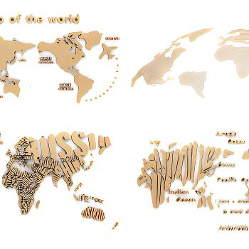 现代世界地图墙饰