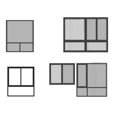 现代铝合金窗户SU模型