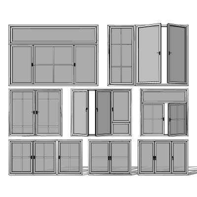 现代铝合金窗户SU模型