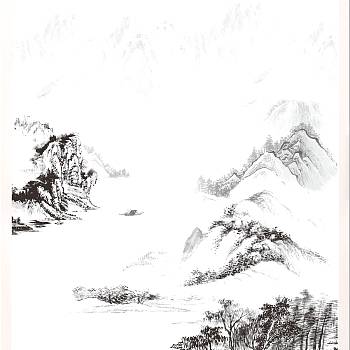 【免扣素材】古风山水画背景PSD素材