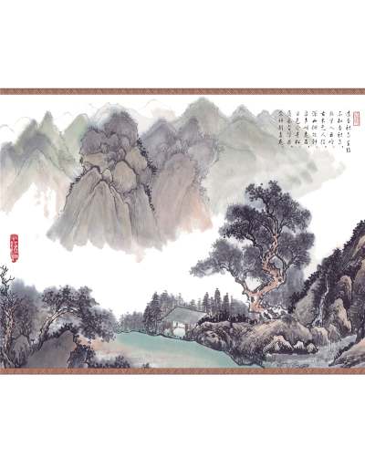 【免扣素材】古风山水背景话免扣PNG素材