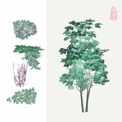 【免扣素材】古风植物灌木