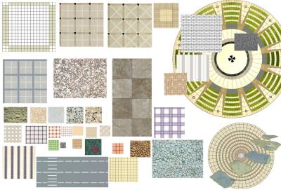 【免扣素材】园林景观户外广场地面铺装PSD彩平素材
