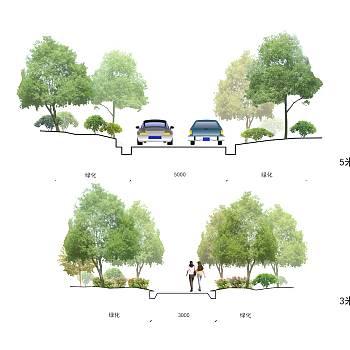 【免扣素材】道路横断面图