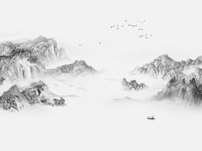 【高清贴图】新中式山水背景画