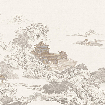 【高清贴图】新中式山水背景装饰画，壁布壁画