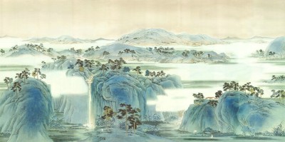 【高清贴图】新中式水墨山水背景屏风画壁纸