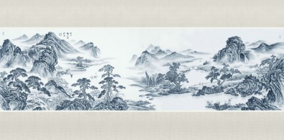 【高清贴图】新中式水墨山水背景屏风画壁纸