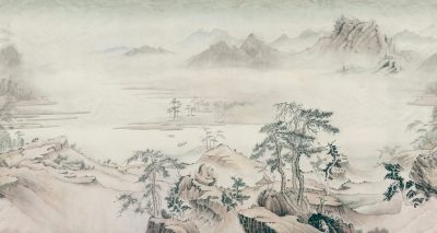 【高清贴图】新中式装饰画挂画，山水字画背景壁画壁纸壁布