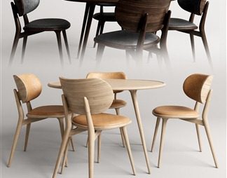 北欧餐桌椅组合3D模型下载