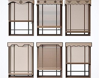 新中式百叶帘3D模型下载