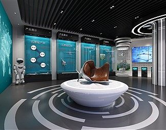 现代展厅3D模型下载