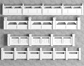新中式护栏3D模型下载