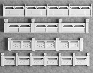 新中式护栏3D模型下载