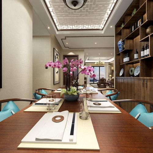 中式客餐厅全景3D模型