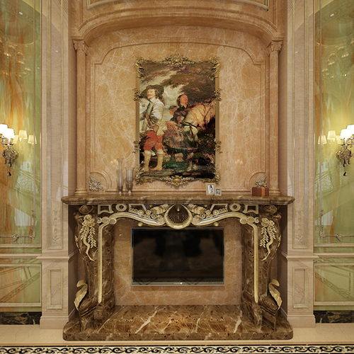 欧式古典客厅全景3D模型