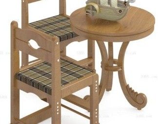 简欧桌椅组合3D模型下载