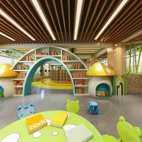 北欧幼儿园图书室全景3D模型