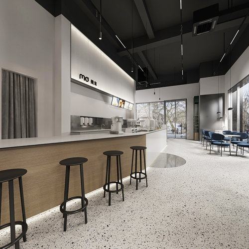 现代咖啡奶茶店全景3D模型