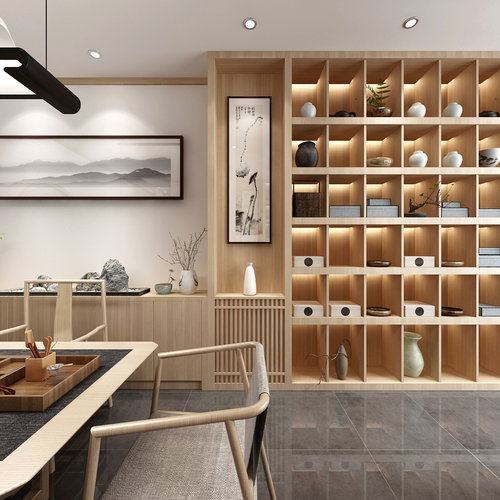 新中式茶叶店全景3D模型