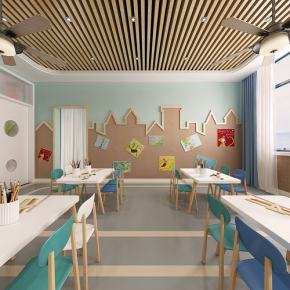 北欧幼儿园手工教室全景3D模型