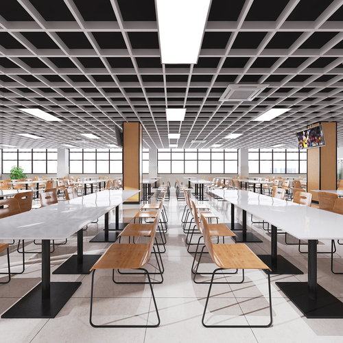 现代食堂全景3D模型