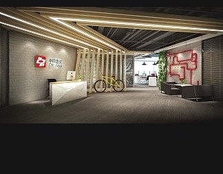 工业LOFT大厅3D模型下载