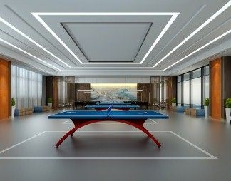 新中式乒乓球室3D模型下载