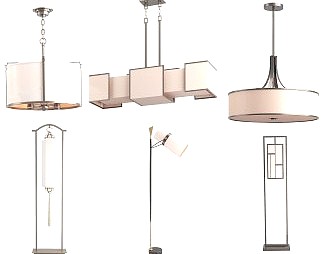 新中式灯具组合3D模型下载