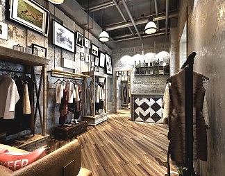 工业LOFT服装店3D模型下载