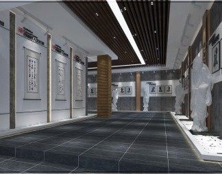 新中式展厅3D模型下载