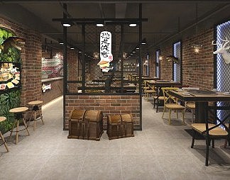 工业LOFT火锅店3D模型下载