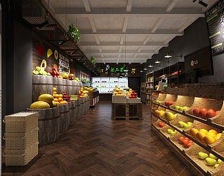 工业LOFT水果店3D模型下载