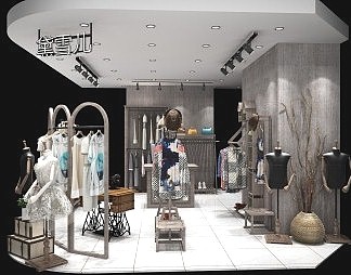 工业LOFT服装店3D模型下载