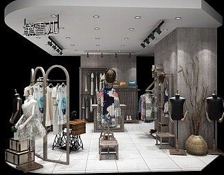 工业LOFT服装店3D模型下载