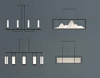 新中式吊灯3D模型下载