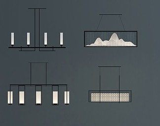 新中式吊灯3D模型下载