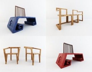 新中式休闲椅3D模型下载